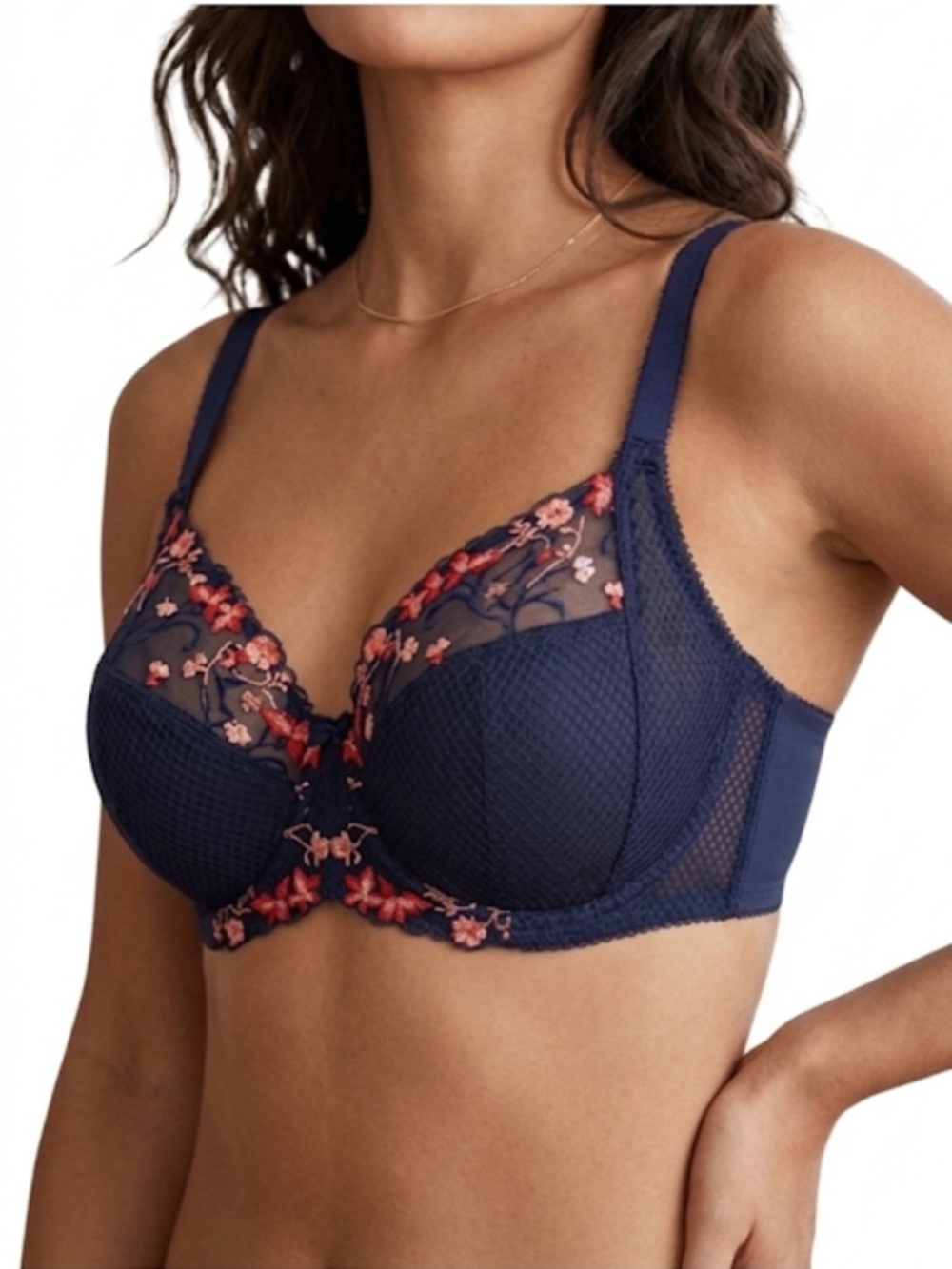 Elomi Lace Wired Bra 34I Navy Blue Pink EL4380
